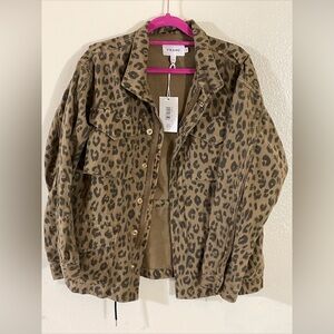 Denim Leopard Jacket Frame NWT
